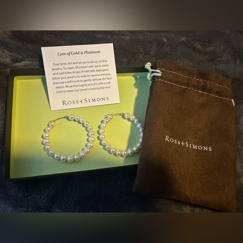 Ross-Simons White Pearl Hoop Earrings